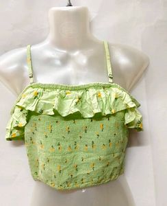 New Hollister floral Green Ruffle Camisole Top