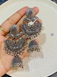 Silver Jhumka Earrings