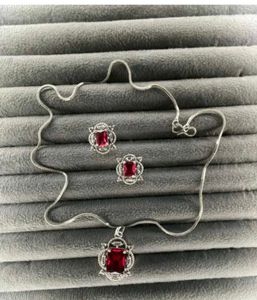 Elegant Ruby Necklace and Earring Set