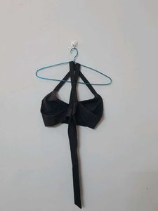 Grey cropped backless top