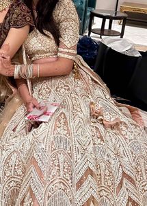 Peach And Off-white Lehnga Choli