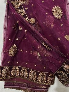 Embroidered saree with blouse and peti coat