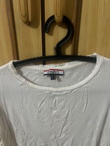 White Ribbed Crop Top- M