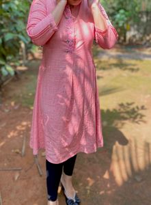 Elegant Pink Embroidered Kurti
