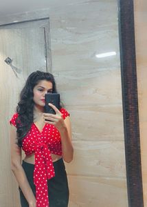 Red Polka Dot Tie-Front Crop Top