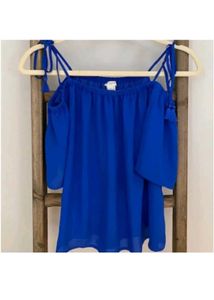 J.Crew Royal Blue Off the Shoulder Blouse