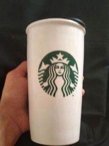 Starbucks White Ceramic Travel Mug