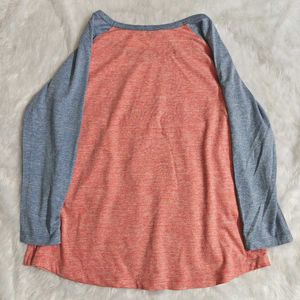 Peach &amp; Blue Raglan Sleeve Top