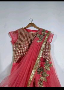 Beautiful Pink Gown With Attached Dupatta