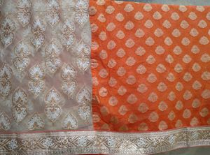 Golden &amp; Orange Saree With bluose