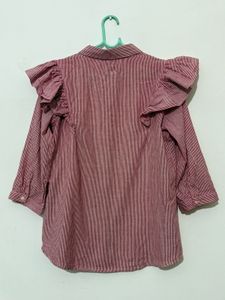 Striped Ruffle Shoulder Blouse