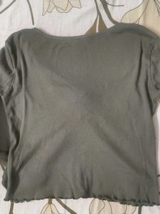 Olive Green Tie-Front Top