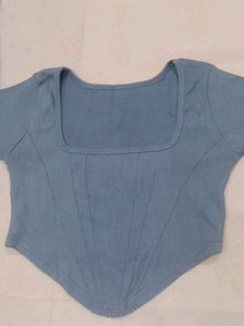 Trendy blue corset-style cropped top 💙