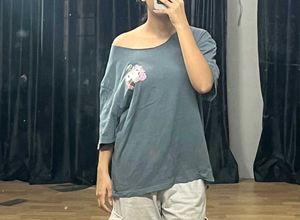 Off-Shoulder Oversized Graphic Tee.