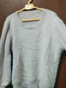 Fluffy White Sweater Pure Lavender