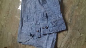 Long Fit L Men Casual Blue Shirt