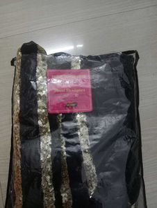 Black Sequin Stripe Saree