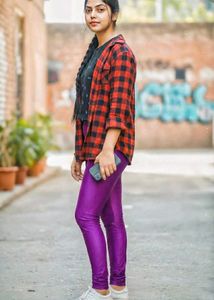 Red Plaid Flannel &amp; Purple Leggings