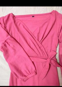 Elegant Pink Wrap Dress