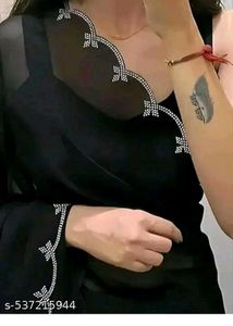 Black Saree with Embellished Border