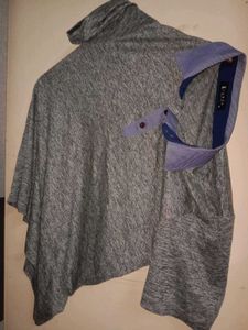 Gray Poncho Style Top