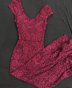 Elegant Lace Burgendy Dress
