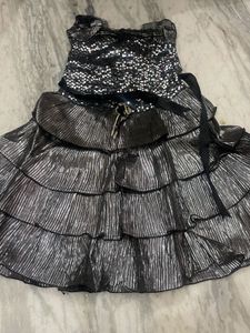Silver Ruffled Party Dress