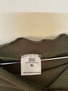 StreetStyleStore Olive Green Full Sleeve Crop Top