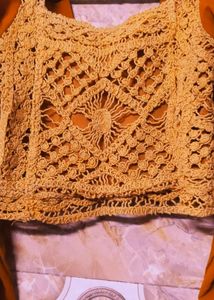 Crochet Detail Long Sleeve Crop Top