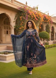 Chinnon Anarkali Gown Three piece suit set