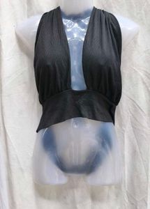 272011. Black Halter Crop Top