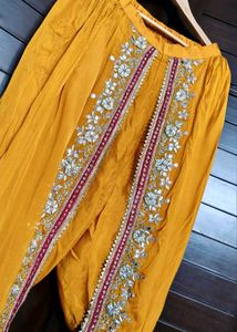 Festive embroidered Silk Ankarkali Dhoti Suit set