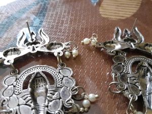 Silver Tone Elephant Earrings