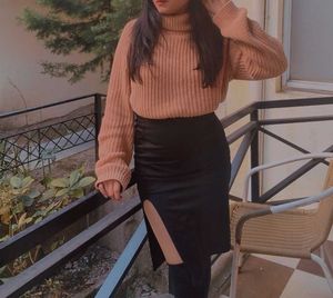 Ribbed Knit Turtleneck Sweater