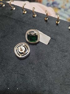 Green Square Zircona Studs