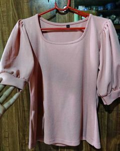 New Cute Pink Puff Sleeve Top
