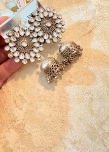 Silver Jhumka Earrings