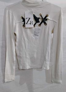 Ribbed Lace-Up Top