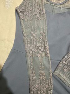 Grey Lace Detail Top