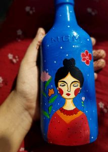 Floral Girl Bottle Art