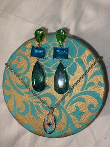 Beautiful Peacock Coloured Earrings