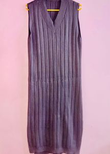 Unique Woolen Sleeveless Long Dress