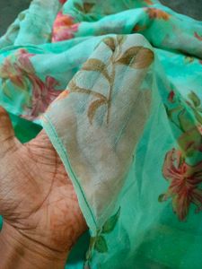 Beautiful Floral Print Organza Saree