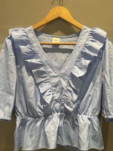 Ruffled Light Blue Top