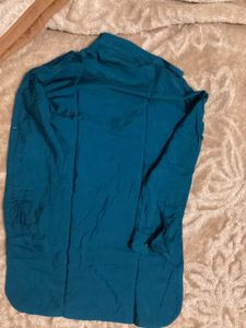 Teal Button-Up Kurta For Boys