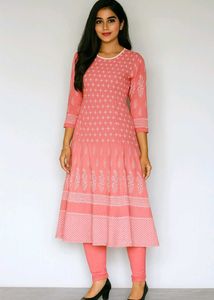 Elegant Pink Printed Kurta Set