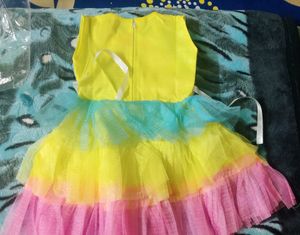 Rainbow Tie-Dye Dress with Flower Detail