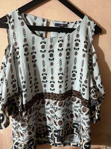 Cute Print Cold Shoulder Top