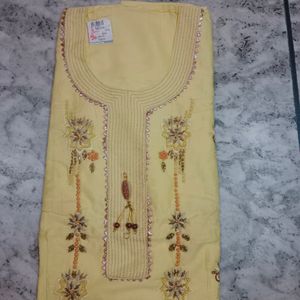 Sale🎉 Lemon Colour Suit Fabric With Dupatta