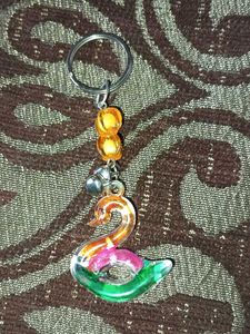 Swan Keychain with Beads